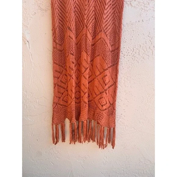 Cupshe NEW Rust Crochet Fringe Mini Dress Festival Mesh Boho Indie Hippie - Picture 6 of 12